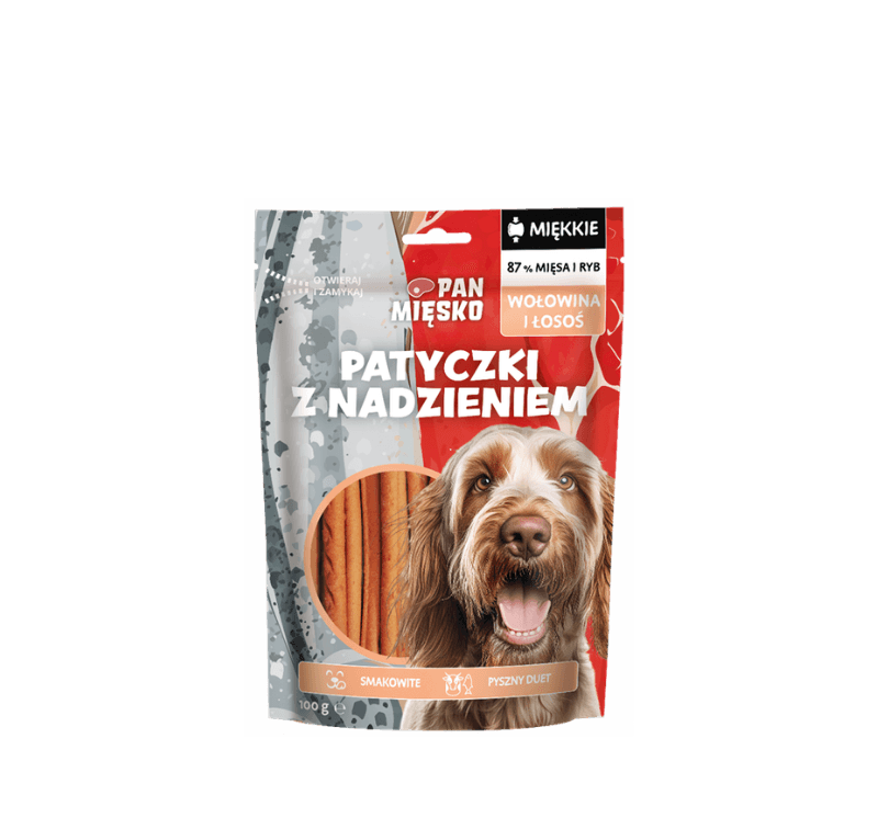 Govedina & losos – polnjene palčke | mesni priboljški za pse
