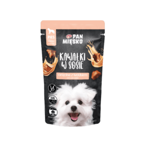 MOKRA HRANA ZA ODRASLE PSE - teletina s kuncem - KOŠČKI V OMAKI